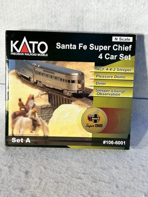 Beautiful KATO Santa Fe Super Chief 4-Car Passenger Set “A” N GAUGE