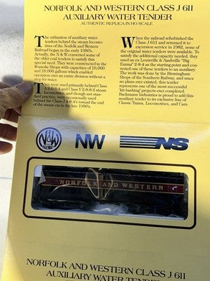 Collectible Bachman Norfolk &Western RR J-611/Water Tender Loco 3-Unit Set HO