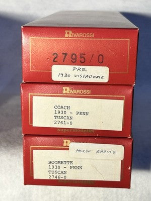 Beautiful Rivarossi Pennsylvania RR  3-Car Passenger Set HO