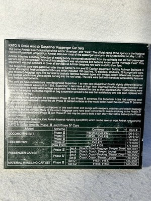 Beautiful KATO Amtrak Superliner Phase IV 4-Car Passenger Set “B” N GAUGE