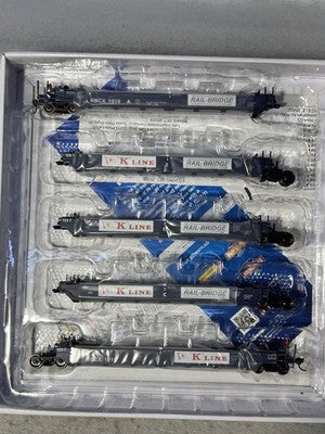 Beautiful Athearn RTR Maxi 1 K Line Rail Bridge Well Car Early 5-Pak HO