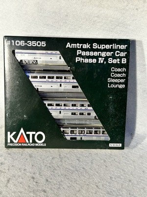 Beautiful KATO Amtrak Superliner Phase IV 4-Car Passenger Set “B” N GAUGE
