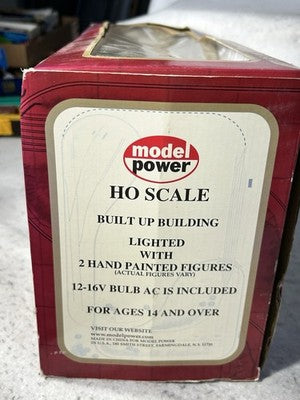 Cool Model Power Exxon Station With Tanker Lighted With People HO