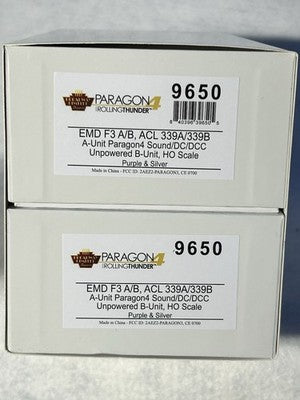 Gorgeous BLI Atlantic Coastline RR F-3 A/B Locomotive Set Paragon 4/DCC HO