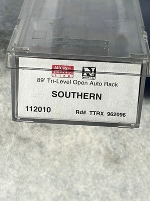 Cool Micro Trains 85’ Southern RR Try Level Open Auto Rack Car  N Gauge ￼