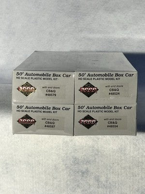 Proto 2000 CB & Q RR 50’ Automobile Box Car Kits 4 Car Numbered Set HO