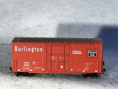 CoolAthearn Blue Box Burlington Route RR 40’ High Cube Box/Metal Wheels/KD’s HO