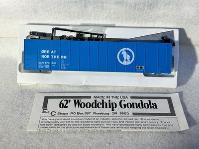 Unusual E & C Shops Great Northern RR 62’ High Side Gondola Kit HO