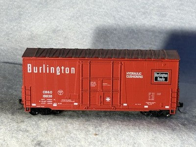 CoolAthearn Blue Box Burlington Route RR 40’ High Cube Box/Metal Wheels/KD’s HO