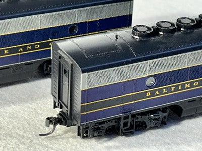 Regal Stewart/KATO B &O F-3 A/B/A Phase 2 Set, A’s Powered, B Unpowered HO