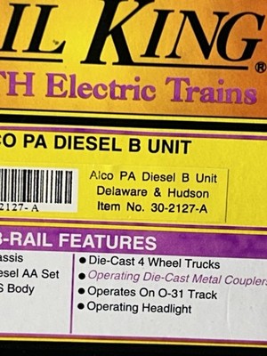 Beautiful MTH Rail King Delaware & Hudson RR PA-B Unit Dummy O Gauge