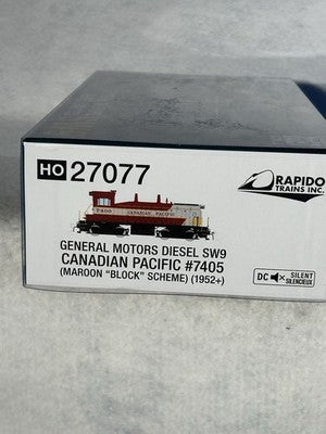 Nice Rapido Canadian Pacific RR SW-9 Switcher Engine #7405 DCC Ready HO