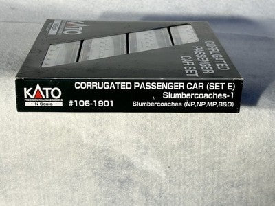 Nice KATO NP, NP, MP, B & O RR’s Slumbercoaches 4 Car Passenger “E” Set N GAUGE