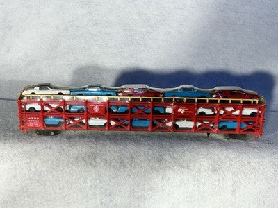 Cool Vintage 85’ Santa Fe Auto Carrier Car/15 Cars HO (Ex Box)