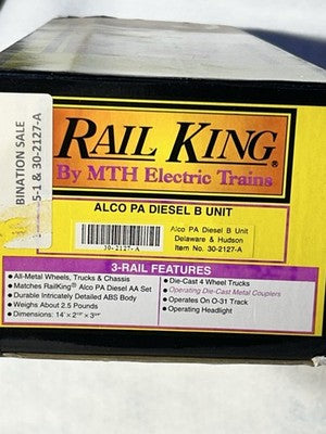 Beautiful MTH Rail King Delaware & Hudson RR PA-B Unit Dummy O Gauge