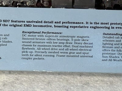 Stately Proto 2000 Union Pacific RR SD- 7 Loco HO
