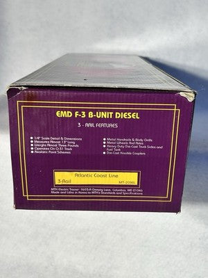 Beautiful MTH Atlantic Coast Line RR 3 Engine/2 Passenger Car Set O Gauge Car