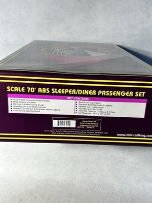 Beautiful MTH Atlantic Coast Line RR 3 Engine/2 Passenger Car Set O Gauge Car